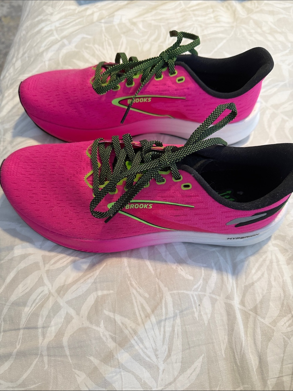 Brooks Women’s Hot Pink Running Shoes with Neon Green Accents